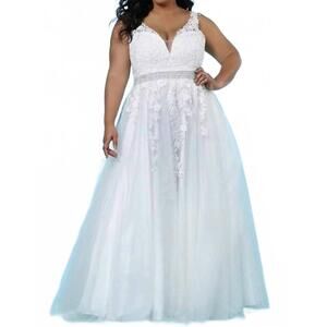 NEW SYDNEY'S CLOSET women's saskia wedding dress in ivory